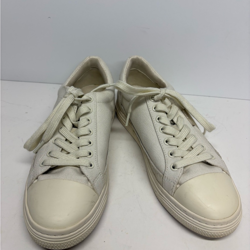 Tory Burch Womens Classic Low-Top Canvas Sneakers White Rubber Toe Cap 7M